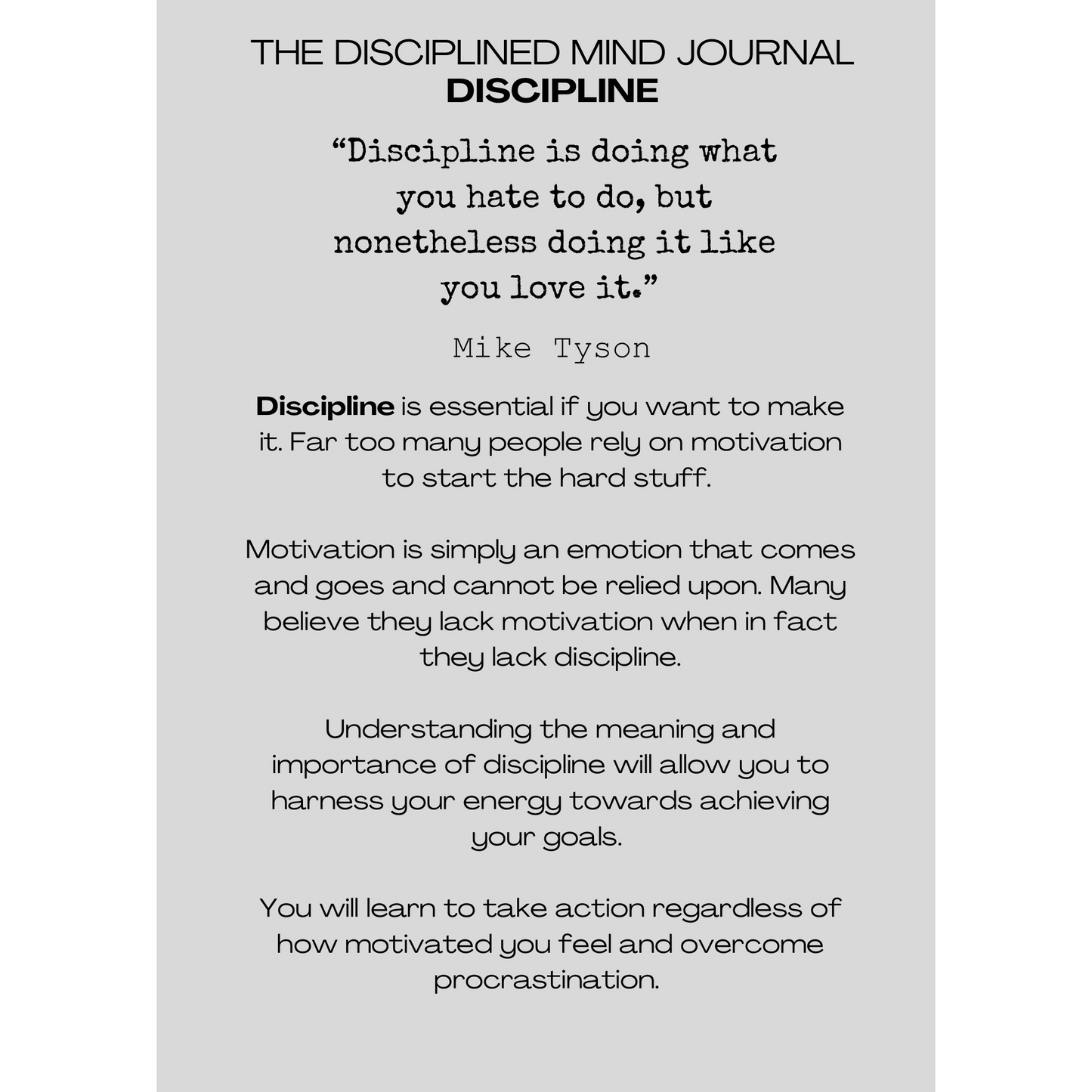 The Disciplined Mind Journal